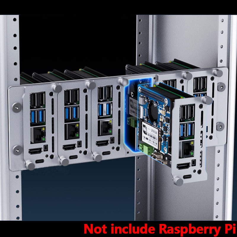 Raspberry Pi 4/5 PiRack-M6F Cluster Kit Data Center Multi-Node Server 10-inch Aluminum Alloy 2U Height